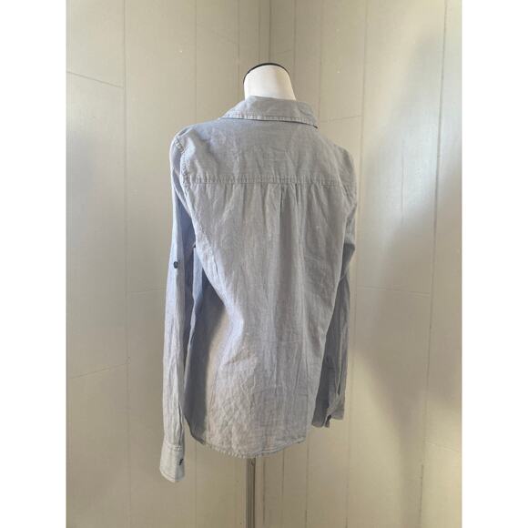 Dockers Blue & White Striped Buttondown, Size M - Picture 3 of 7